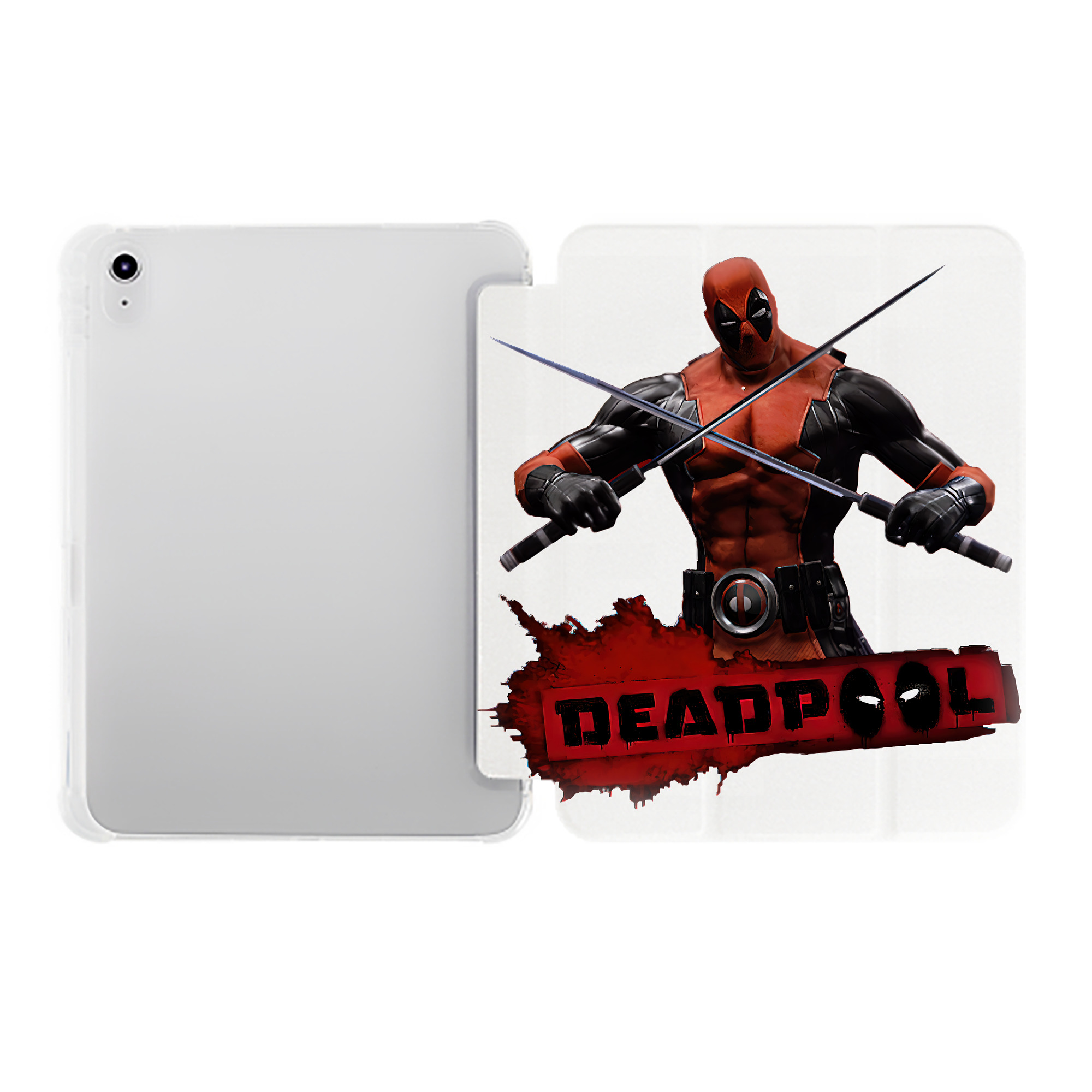 （画像用） Deadpool デッドプール IPad ケース ペン収納付き 三つ折りスタンド PUレザー×シリコン 対応機種9.5/10.5/10.9インチ